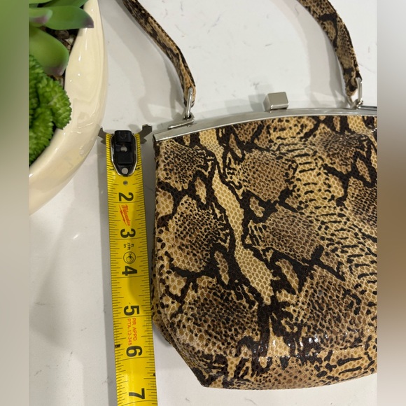 Vintage Bettina Duncan Chic Snakeskin Print Clutch in Brown and Tan